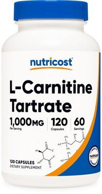Nutricost L-Carnitine Tartrate 500mg, 120 Capsules - 1000mg Per Serving