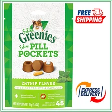 Greenies Feline Pill Pockets for Cats Natural Soft Cat Treats,1.6 oz. Pouch