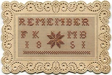 1861 Victorian Embroidery Hand Sewn Die Cut Remember Card