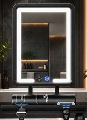 Heated Shower Mirror Fogless for Shaving, 3 Colors Dimmable Lights, Anti-Fog