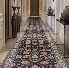 2'6" x 21'5” Hand Knotted 200 KPSI Rare Romanian Kashaan Area Rug Blue Runner