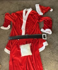 Santa Claus Costume or Pub Crawl - Red Velveteen, Beard Hat, Belt -Adult XL -NIP
