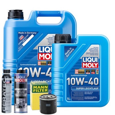 Motoröl 10W40 LIQUI MOLY Super Leichtlauf 6L +MANN Ölfilter +Spülung +Cera Tec