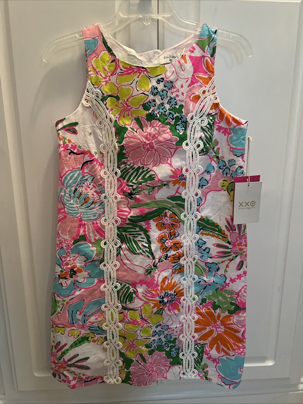 NWT Lilly Pulitzer Nosey Posey Floral Sleeveless Shift Girls Dress Size XL 14/16