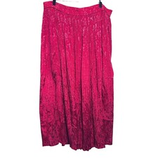 Boho Crinkle Floral Jacquard Broomstick Maxi Skirt L Pink Cottage Festival Indie