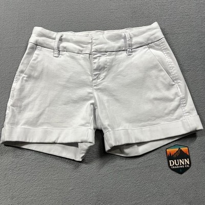 Dear John Shorts Womens 25 White Hampton 4'' Cuffed Chino Mid Rise Pockets