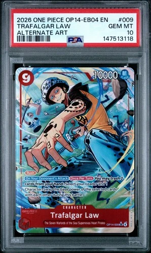 Trafalgar Law - OP14-009 (Alt Art) OP14-009 The Azure Sea's Seven Foil PSA 10