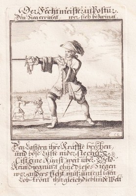 Fechtmeister swordsmanship fencing Fechten Weigel Kupferstich engraving 1698.