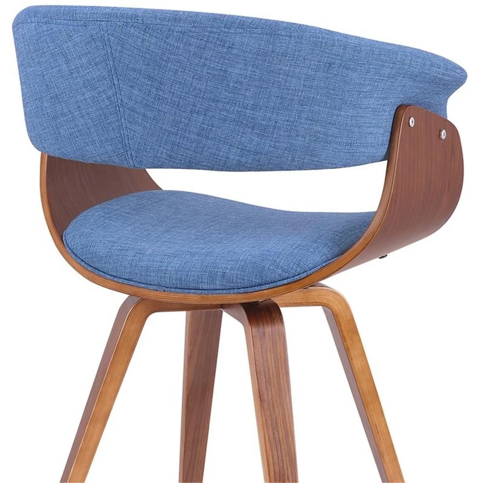 Silla moderna de verano Armen Living de tela y madera en azul/nogal Foto 4 de 4