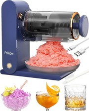 Enleber Shaved Ice Machine Electric Rechargeable ,Frozen Dessert, Dark Blue
