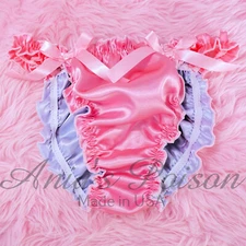 Sissy Satin Ruffled Panties for  MEN - Double Layer Satin Inside String Bikini