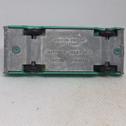 Lesney Matchbox Lincoln Continental No.31 Turquoise Made In United Kingdom - Picture 9 of 10