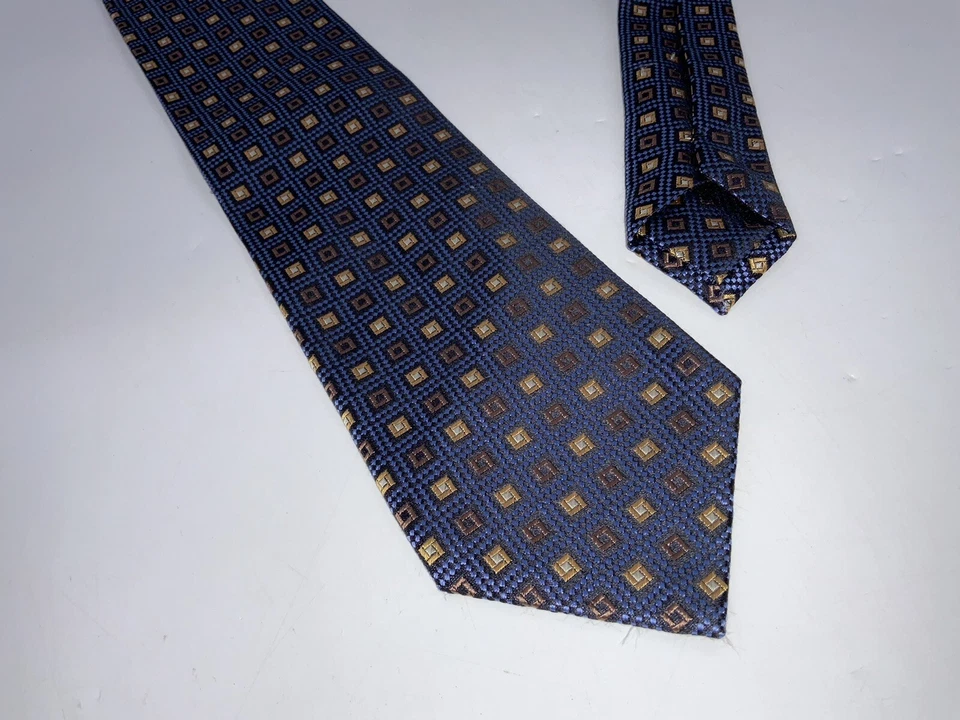 Corbata cuello Dolcepunta azul seda geométrica 3 5/8” ancho hecha en Italia como nueva YGI K2-177 Foto 2 de 4