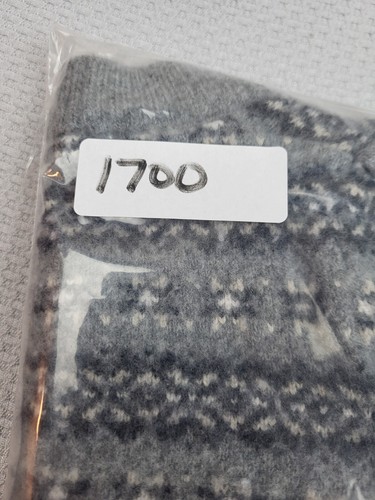 Faherty Merino Wool Sweater Girls Small Gray Fair Isle Crew Neck Knit Outdoor - Picture 7 of 7