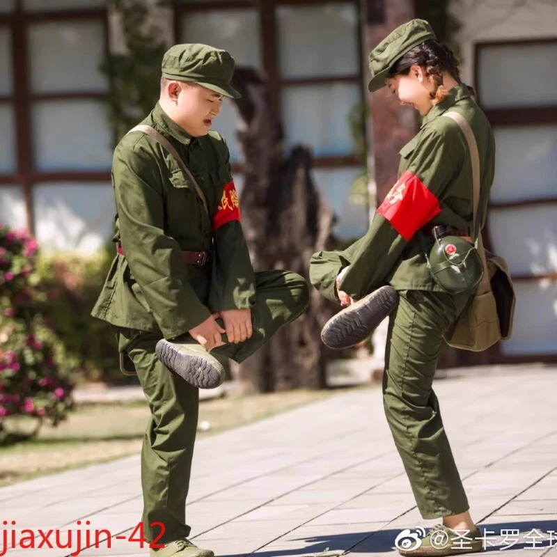 Oficial del Ejército Popular de Liberación Chino Mao Cadre Verde Uniforme Vintage Unisex Foto 3 de 4