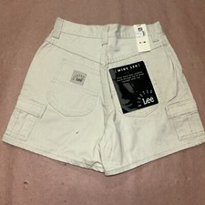 Vintage 1990  s Womens Rivited Lee, Wide Leg Khaki Shorts, Deadstock NWT, Size 6M