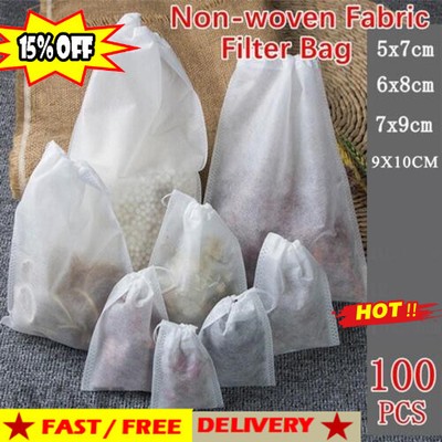 100pcs Empty Tea Bags Filter Loose Paper Teabags Herb String Seal Heat BEST1