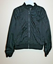 Zella Girl's Size 14-16 Zippered Solid Black Bomber Jacket
