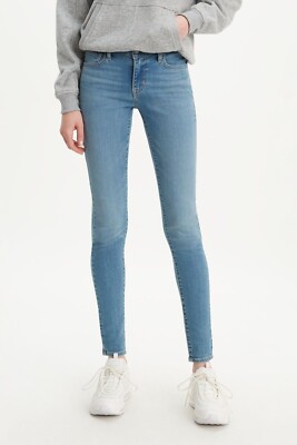 LEVIS 710 Damen Jeans SUPER SKINNY FIT Riveted Sky Blue Stonewash Denim Geschenk