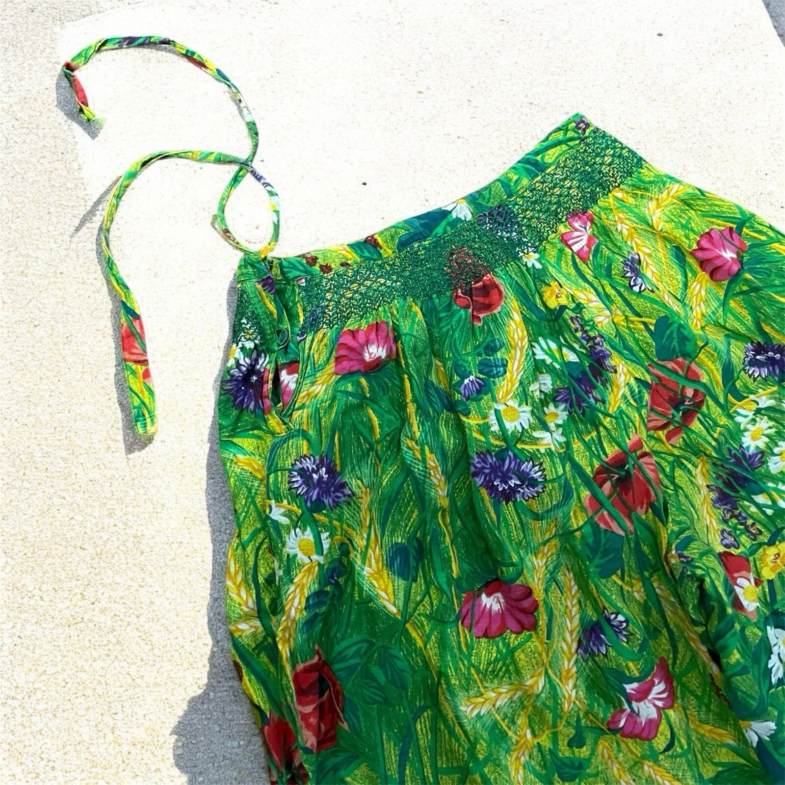 Pantalone Kenzo vintage anni 90 80 fiori colorati Y2K lino taglia 44 leggero