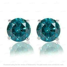 1Ct Round Cut Lab-Created Blue Diamond Women Stud Earring 14K White Gold Plated