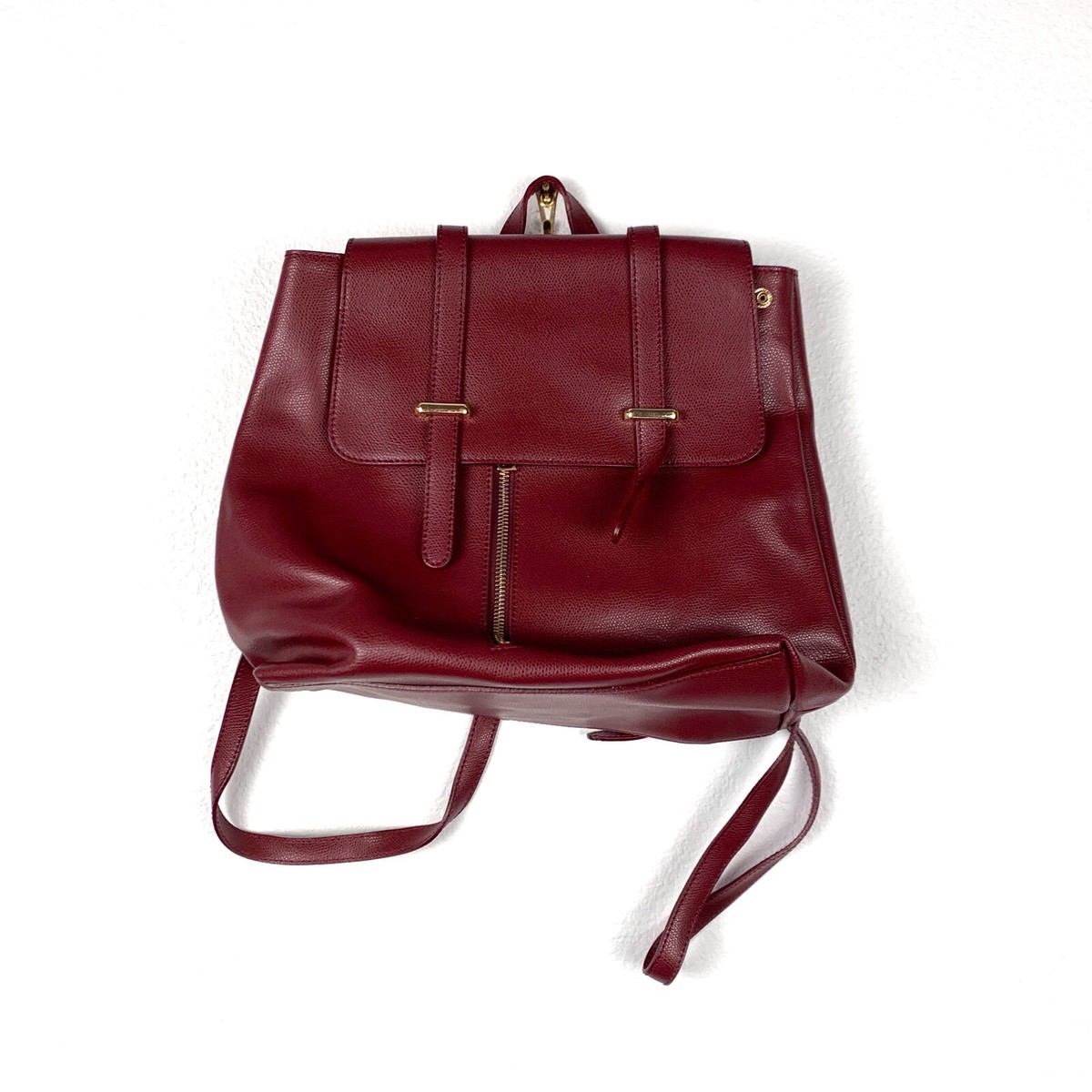 Borse In Pelle Made In Italy Gorgeous Red Pebbled Leather Convertible Backpack Italian Leather Backpack/Crossbody Two-Tone Brown main image 2