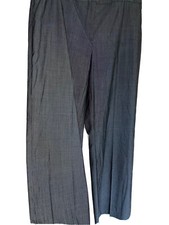 St John Dress Pants Wide Leg Flat Front Lightweight Office Charcoal Grey 10 32"W