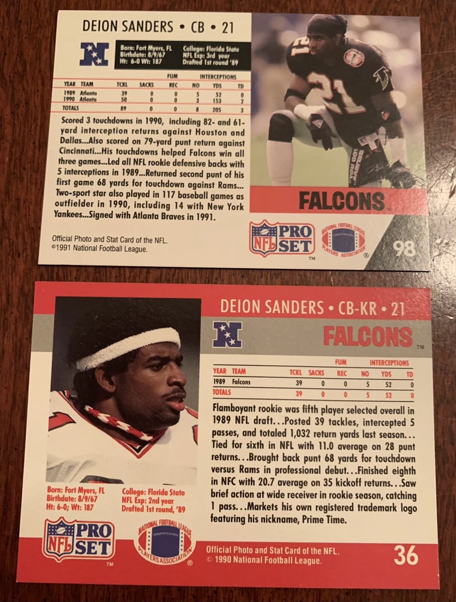 1990 Pro Set (2nd Year) Deion Sanders 36 1 Sports Cards