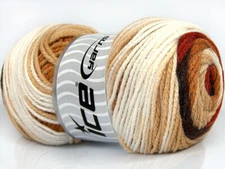 4-Skein Lot Ambiance Yarn Medium Acrylic 4x100g/200m Copper Camel Dk Brown White