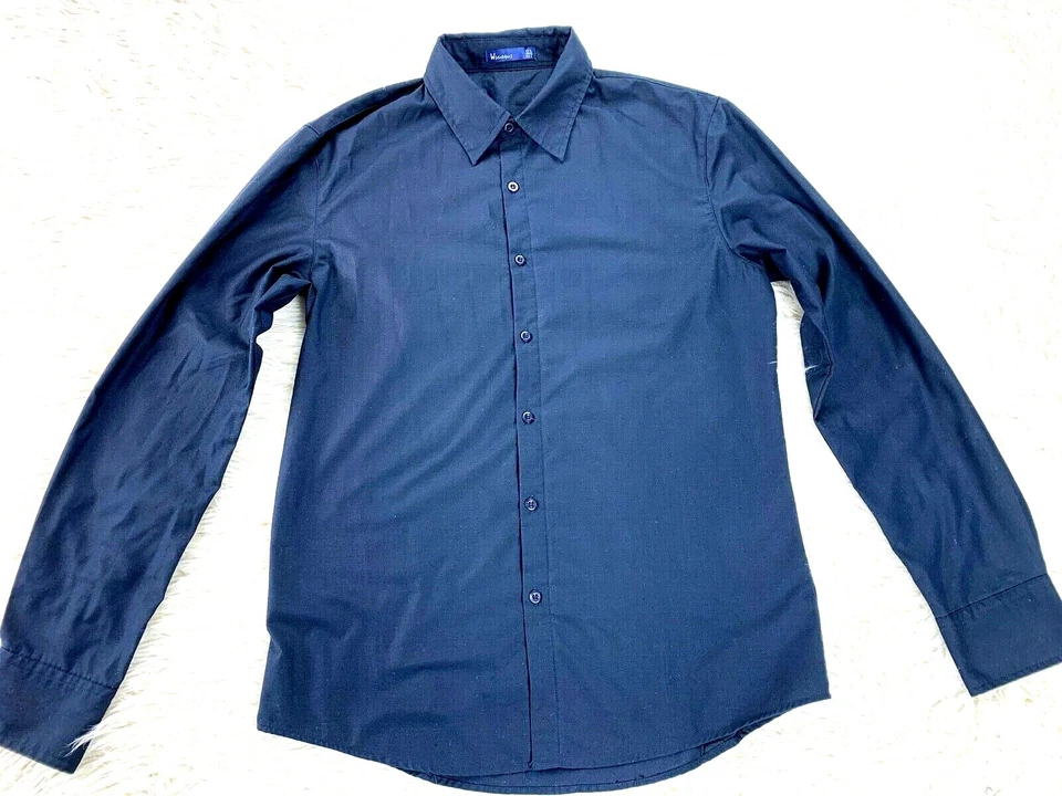 W[dablju] Camisa Para Hombre Talla Grande Manga Larga Azul Marino Mezcla de Algodón Usada en Excelente Condición Foto 2 de 4