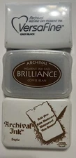 Lot 3 VersaFine Brilliance & Archival Pigment Ink Pad Black Coffee Bean Sepia