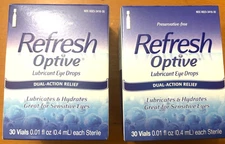 Refresh Optive Lubricant Eye Drops 30/Vials  *LOT OF 2*  EXP:05/2026