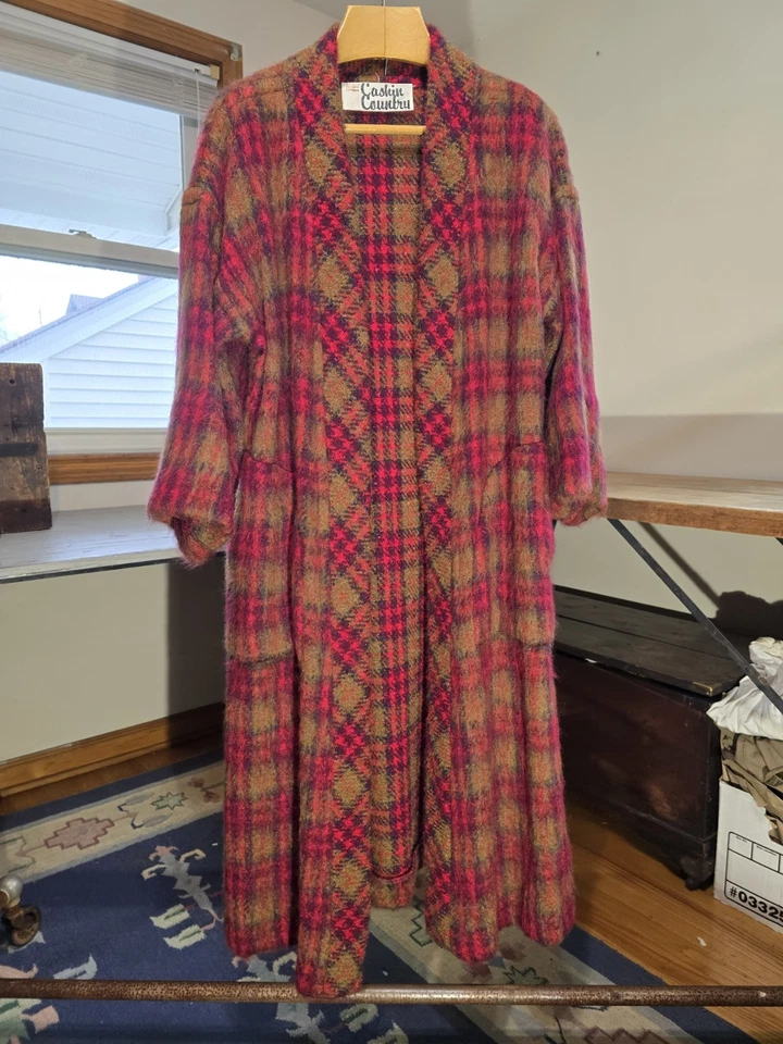 Bonnie Cashin Country Mohair Plaid Coat 1960s Designer Outerwear Long Jacket - Image 2 of 4