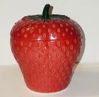 Vintage Hazel Atlas Milk Glass Strawberry Lidded Jam Jar
