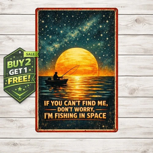 Fishing Theme Wall Art Print Poster Original Vintage Metal Tin Sign Decor