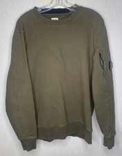 C.P. Company Jumper Sweatshirt goggle lens arm pocket logo L Khaki 100% Genuine