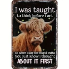 Funny Tin Metal Signs Home Décor Logo Highland Cow Vintage Painting Logo,Kitchen