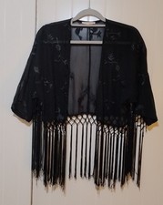 Haute Society Women's Black Sheer Embroidered Bolero Size Medium