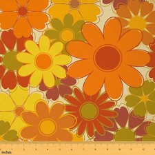 70s Groovy Daisy Fabric by The Yard Vintage Hippie Flowers 1 Yard, Wws12853