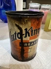 1940’s Vintage Auto King One Pound Grease Metal Can Oil Gas Station Advertising