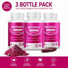 3PCS Rosabella Organic Beet Root 60 Capsules Natural Energy Boost Blood Pressure
