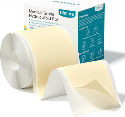 Dimora Medical Grade Hydrocolloid Bandage Roll (2in*16ft), Highly Absorbent Hydr