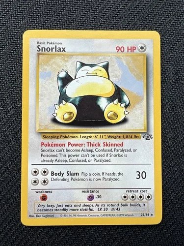 Snorlax Jungle 27/64 Rare Non-Holo Pokemon Card - MP