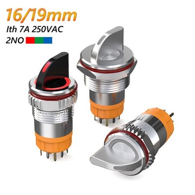 16/19mm Drehschalter Selector An/Aus 2 Positionen LED Rot Grün Blue 7A 250VAC