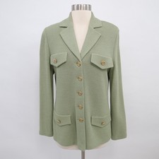 St. John Collection Jacket Blazer Womens 6 Santana Knit Sage Light Green Vintage