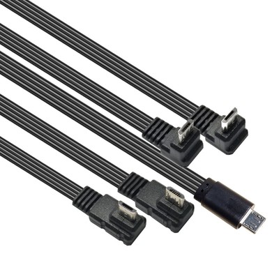 Flat Flexible Microed USB Extension Charging Cord 90 Degree Angled Connectors