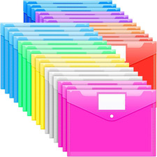 28 Pack Folders Plastic Envelopes, Clear Plastic File Folder for Document, Lette
