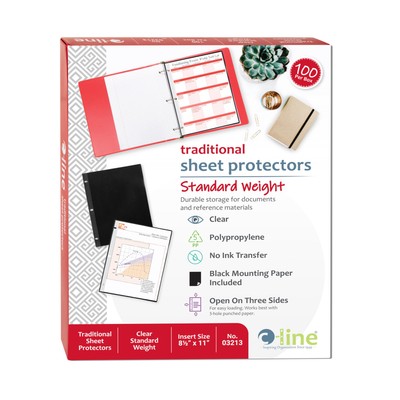 C-line Traditional Standard Weight Poly Sheet Protectors, Clear, 8.5 X
