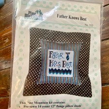 Pine Mountain Designs Father Knows Best #533 Cross Stitch Pillow Sham Kit NEW