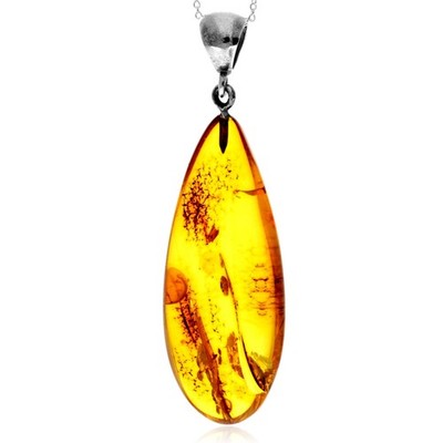 925 Sterling Silber & echter cognac baltischer Bernstein exklusives Unikat Anhänger - C-PD
